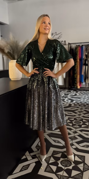 Roheline/hõbedane litterkleit 2080