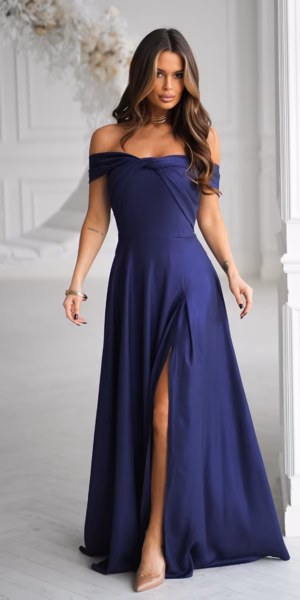 Tumesinine avatud õlgadega õhtukleit 2070