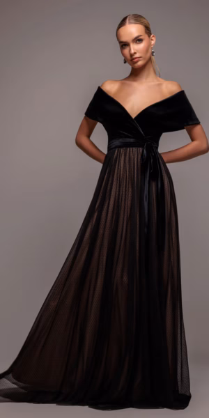 Must sameti ja pitsiga õhtukleit 2098