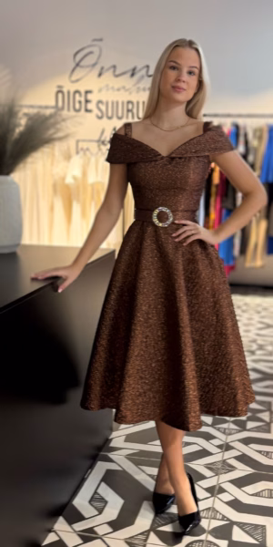 Kuldpruun pidulik midikleit 2111