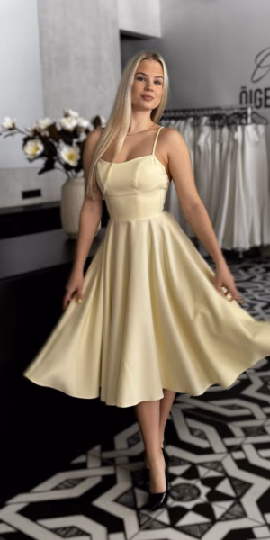 Helekollane õlapaeltega midikleit 2178