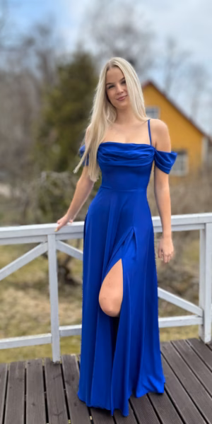 Sinine avatud õlgadega maskikleit 2174