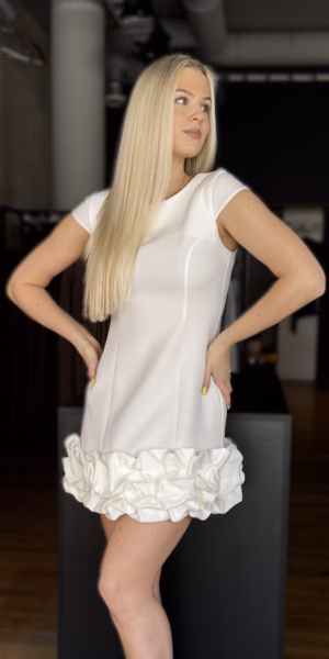 Valge volangäärisega minikleit 2170